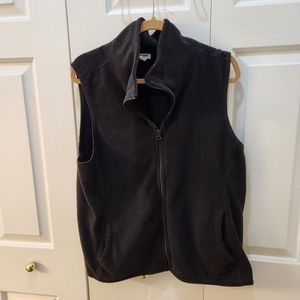 Women's Black XL Zip-Up Fleece Vest with Front Pockets